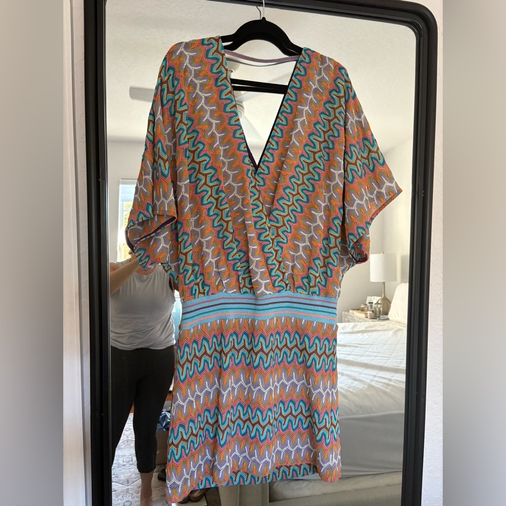 Ramy Brook Multicolor Wave-Pattern V-Neck Dress - image 3